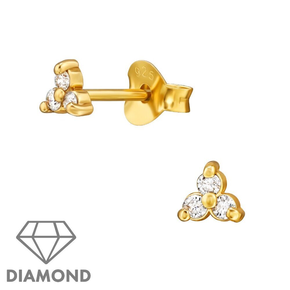 14K Gold Vermeil Flower Diamond Stud Earrings | 4mm